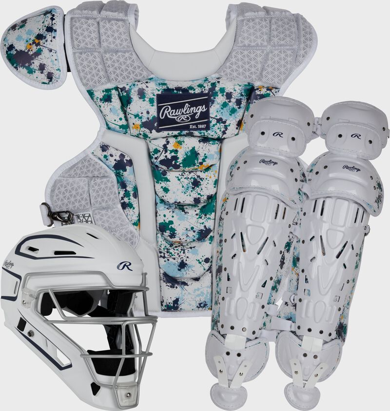 Limited Edition Mach Splatter Catcher's Gear Set, Adult, Navy/White