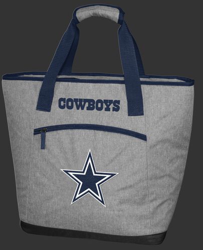 A gray Dallas Cowboys 30 can tote cooler with an embroidered team logo on the front - SKU: 10311065111
