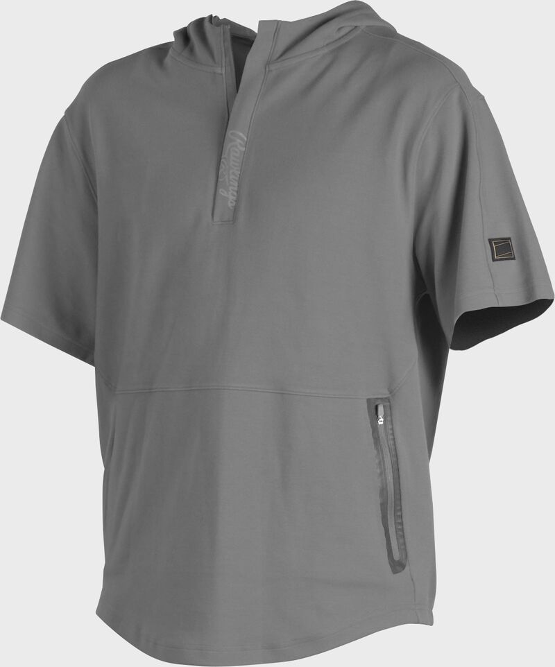 A blue gray Gold Collection short sleeve hoodie with a 1/4 zip and gray welded zipper pockets - SKU: GCJJ-BG
