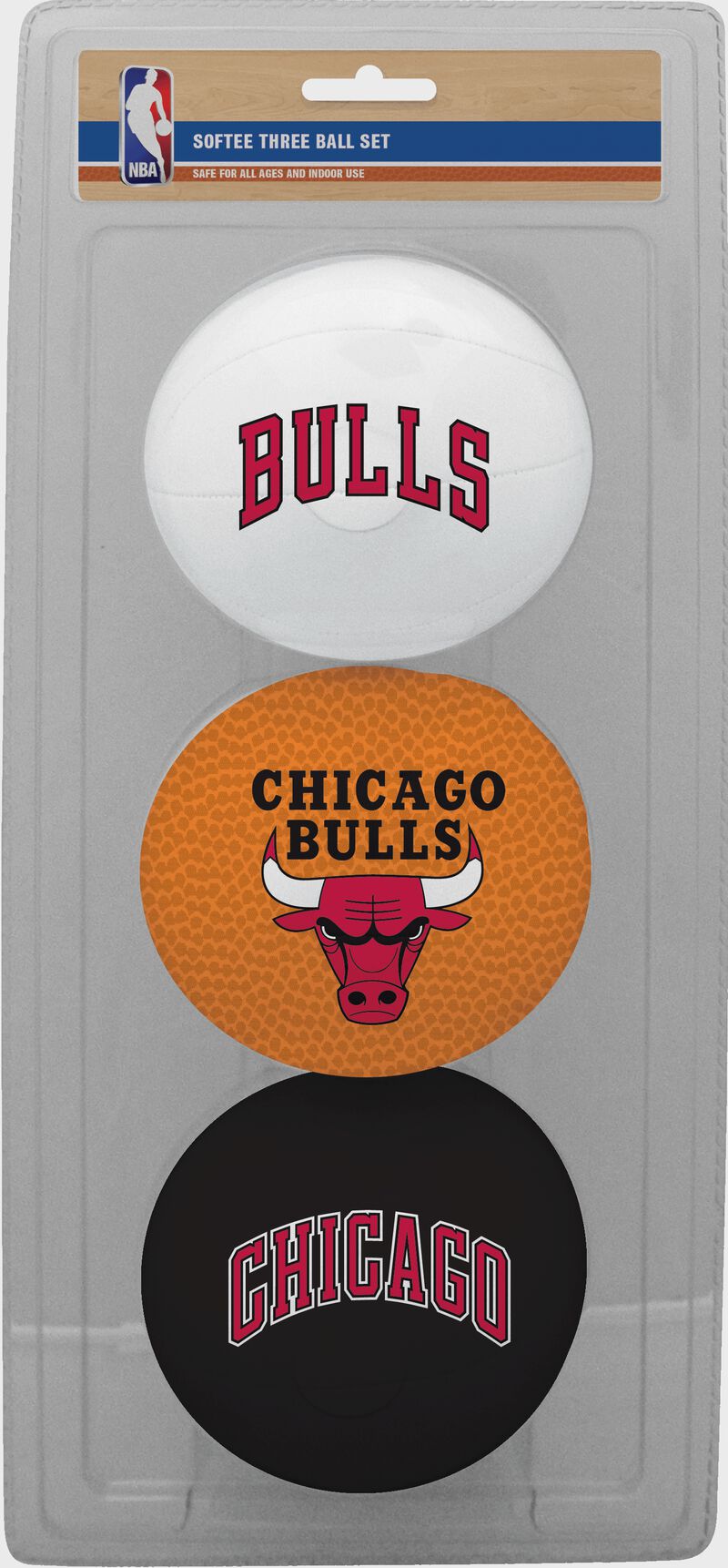 Rawlings White, Brown, and Black NBA Chicago Bulls Three-Point Softee Basketball Set With Team Logo SKU #03524198114