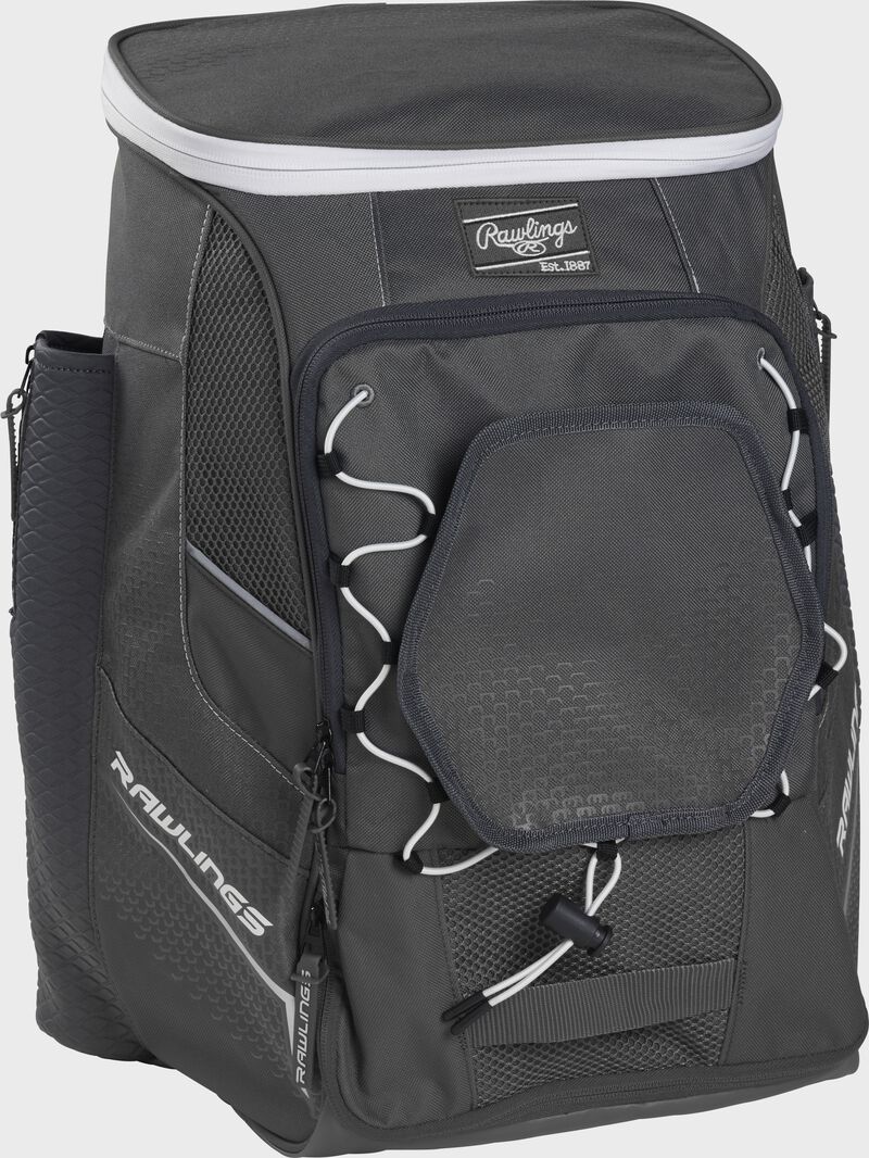 Front left angle of a graphite Rawlings Impulse bag with gray accents - SKU: IMPLSE-GR