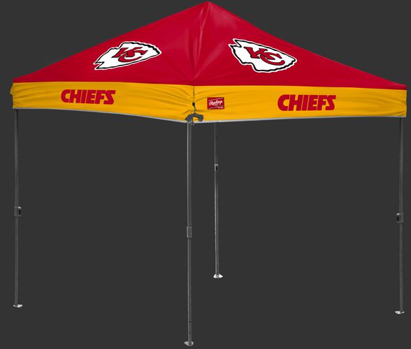 A red/yellow NFL Kansas City Chiefs 10x10 canopy with team logos on each side - SKU: 02231071111