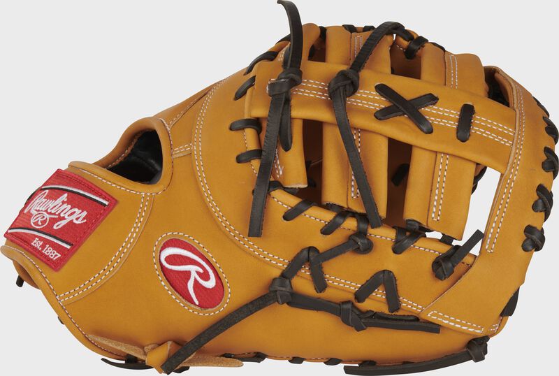 Thumb of a tan Heart of the Hide 13" first base mitt with a single post-double bar web - SKU: PROTDCTT
