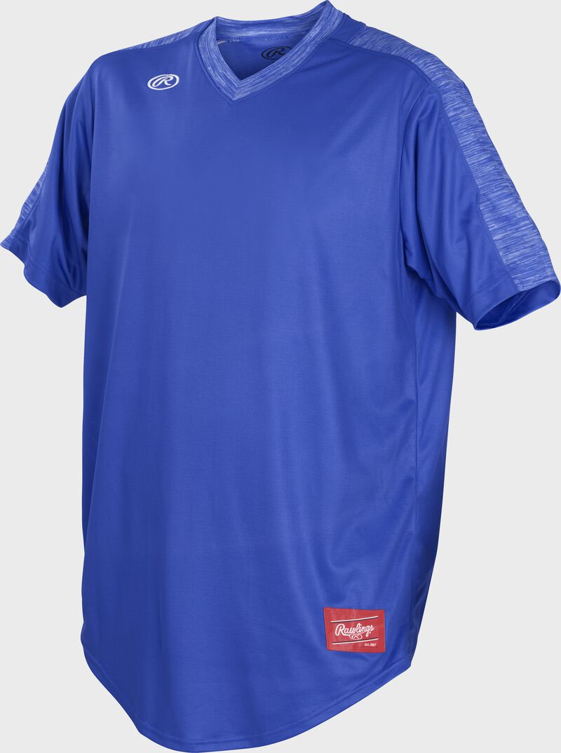 Front of Rawlings Royal Adult Short Sleeve Launch Jersey  - SKU #LNCHJ-R