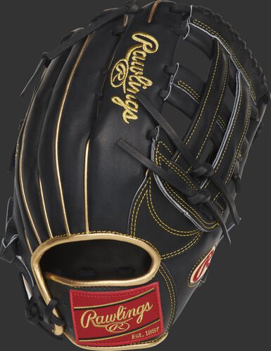 Back of a Ender Inciarte 12.75-Inch H-web outfield glove with a red Rawlings patch - SKU: RSGPRO3039-EI11