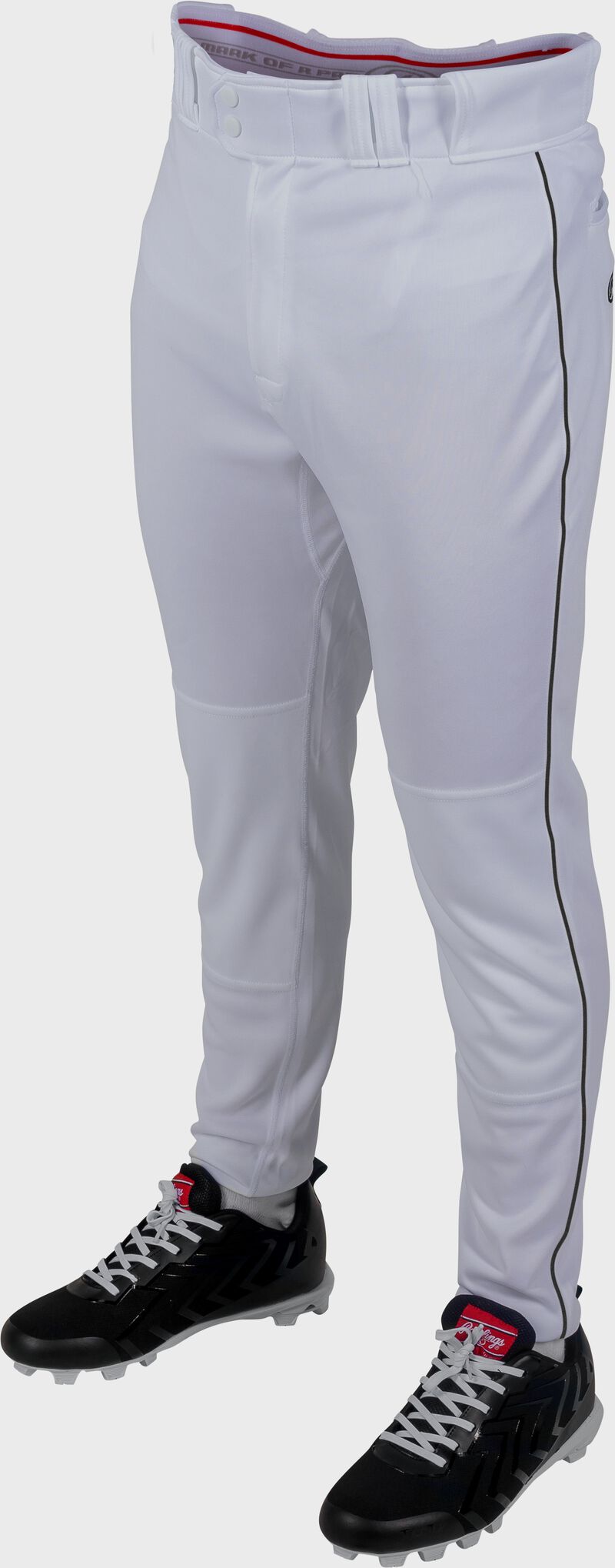 Rawlings 150 Jogger Fit Piped Baseball Pants, Adult S, White/Black loading=