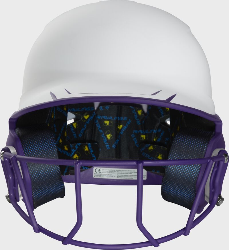 Front view of Rawlings Mach Ice Softball Batting Helmet, Purple - SKU: MSB13