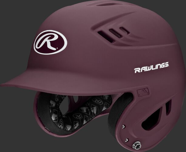 A maroon R16MS Velo batting helmet with Cool-Flo vents