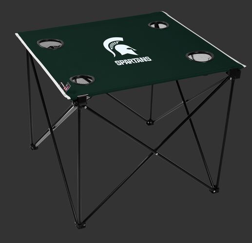 Rawlings Green NCAA Michigan State Spartans Deluxe Tailgate Table With Four Cup Holders and Team Logo Printed In The Middle SKU #00713038111