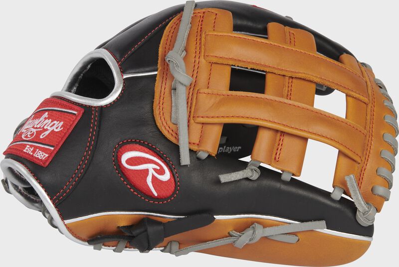 Thumb of a black/tan R9 ContoUR 12" infield/outfield glove with a tan H-web - SKU: R9120U-6BT loading=