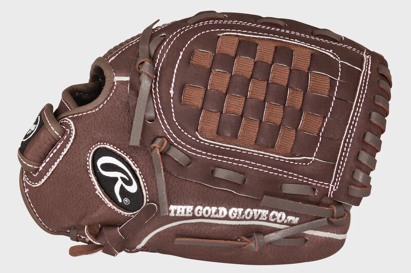 Thumb of a brown Rawlings 11.5-inch fastpitch softball glove with a brown Basket web - SKU: MODFP115