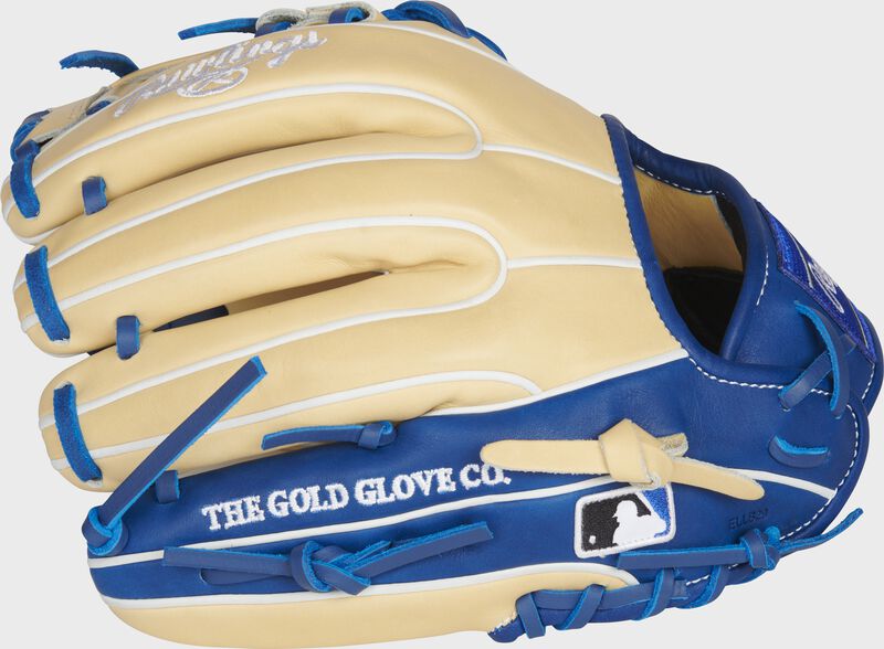 Pinky back view of camel and blue 2021 Exclusive HOH R2G 11.5-inch infield ContoUR Fit glove