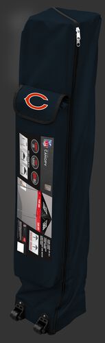 Navy wheeled carry case of a Chicago Bears canopy with the team logo on the outside compartment - SKU: 02231062111