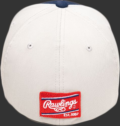 White back of a Black Clover Clover Nation fitted hat with a red Rawlings patch - SKU: BCR1RCN0071