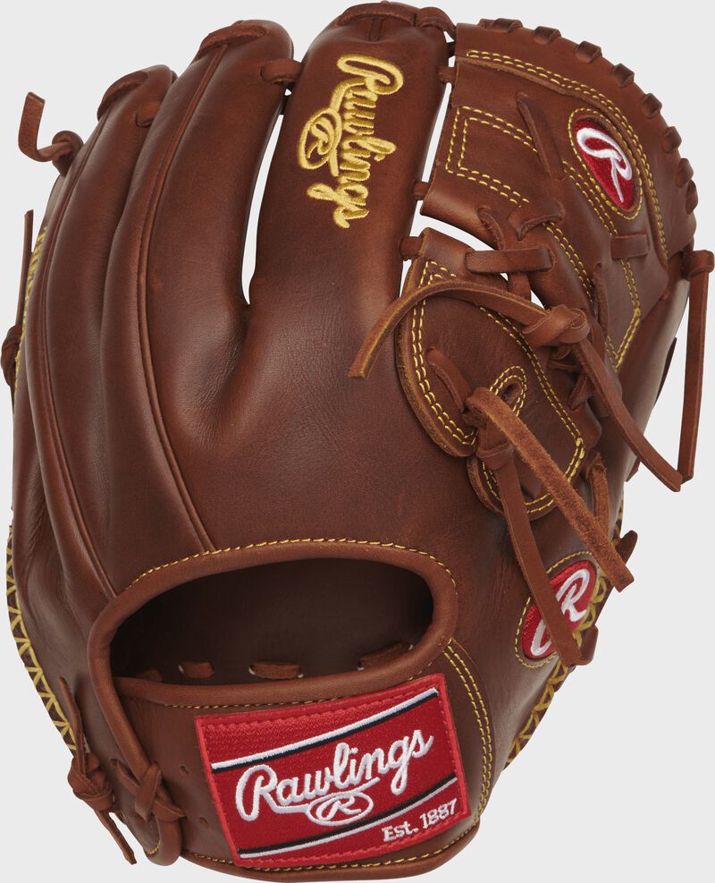 Back view of a timberglaze PRO205-9TIFS 11.75-inch Heart of the Hide finger shift glove