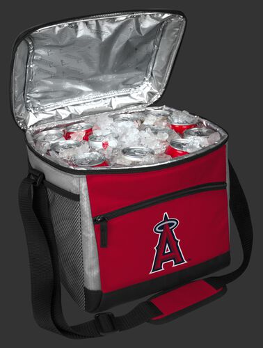 An open Los Angeles Angels 24 can cooler filled with ice and drinks - SKU: 10200001111