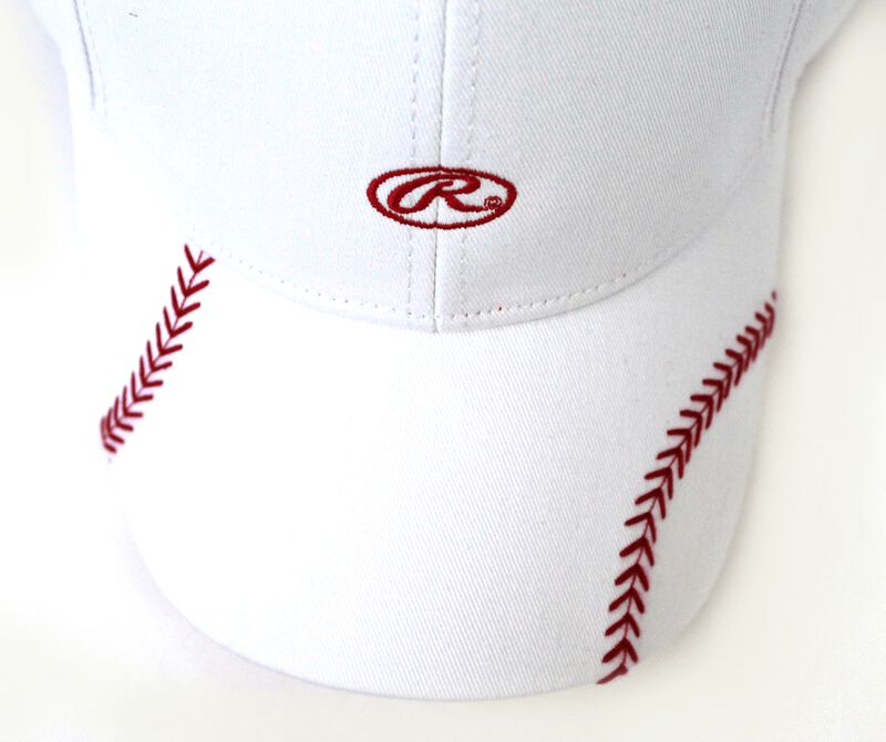 Top of Rawlings Women's Change Up White Baseball Stitch Oval-R Logo Hat - SKU #RC40000-100