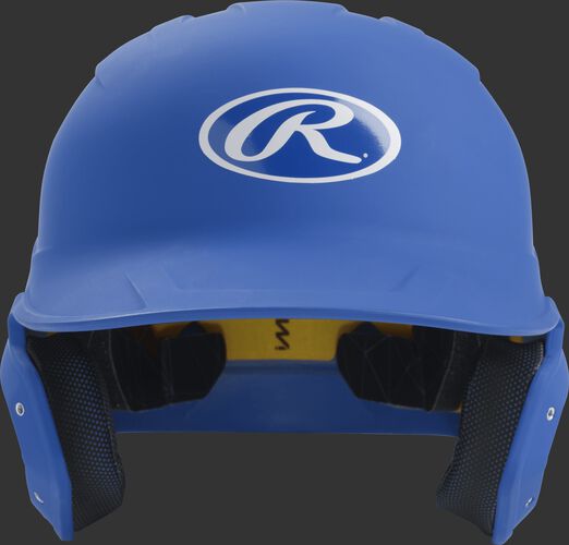 Front of a matte royal MACH senior size batting helmet