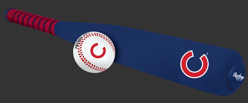 Side of Rawlings Chicago Cubs Foam Bat and Ball Set in Team Colors With Team Name and Logo On Front SKU #01860008111