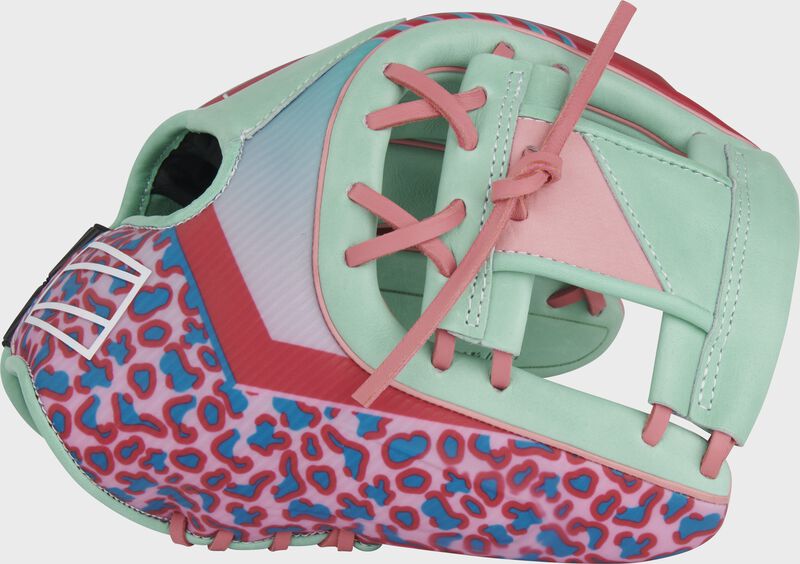 Thumb of a ColorSync 8.0 REV1X 11.75" infield glove with a mint/pink I-web - SKU: REV205-2XM
