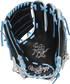 Black palm of a Rawlings Heart of the Hide R2G glove with columbia blue laces and a silver palm stamp - SKU: PROR204-8BWSS image number null