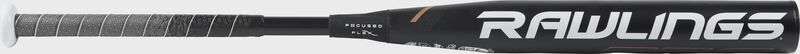 FPQP9 Rawlings Quatro Pro fastpitch bat with a black barrel and white Rawlings logo