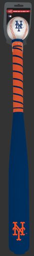 Front of Rawlings New York Mets Foam Bat and Ball Set in Team Colors With Team Name and Logo On Front SKU #01860017111