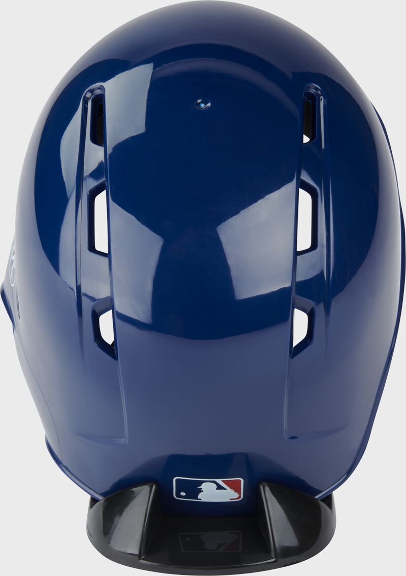 Back of a navy Guardians mini replica helmet