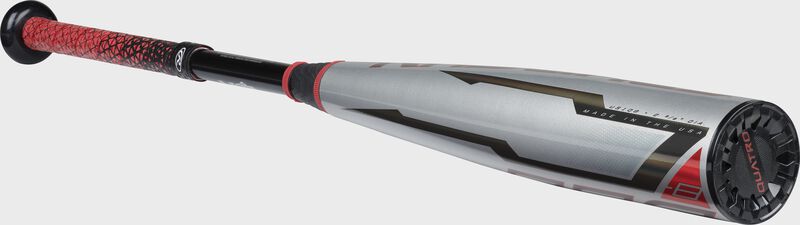 3/4 angle view of a Rawlings 2021 Quatro Pro USA bat - SKU: US1Q8