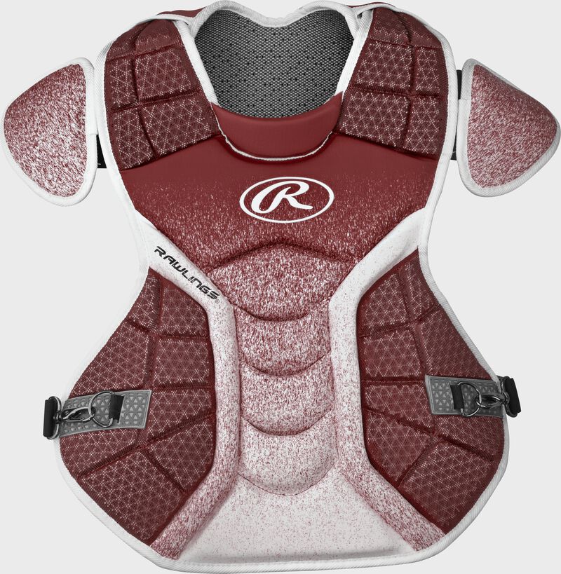 A cardinal/white CPVEL Velo series intermediate chest protector