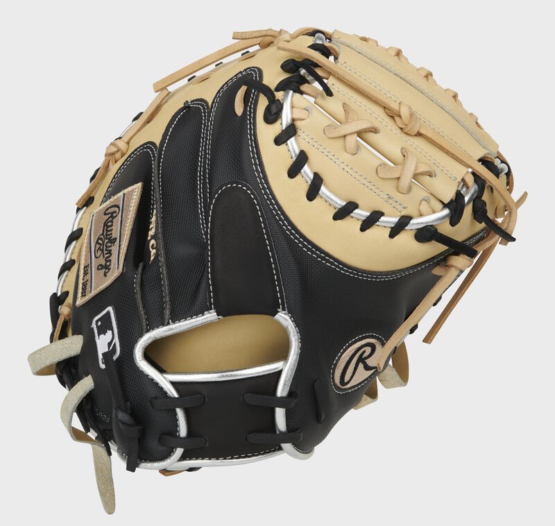 Black Speed Shell back of a 33.5-Inch Heart of the Hide catcher's mitt with a black finger pad - SKU: PROGS24CB