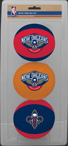 Rawlings Red, Brown, and Navy NBA New Orleans Pelicans Three-Point Softee Basketball Set With Team Logo SKU #03524211114