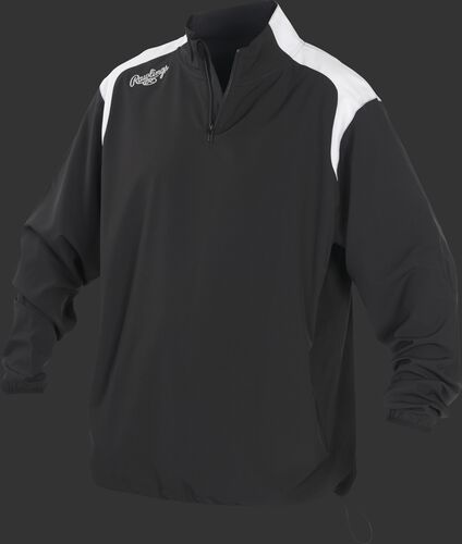 Front of Rawlings Black Youth Long Sleeve Quarter-Zip Jacket - SKU #YFORCEJ-B-89