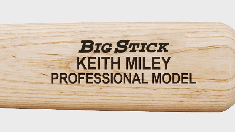 Custom text on the barrel of a Rawlings adult wood bat