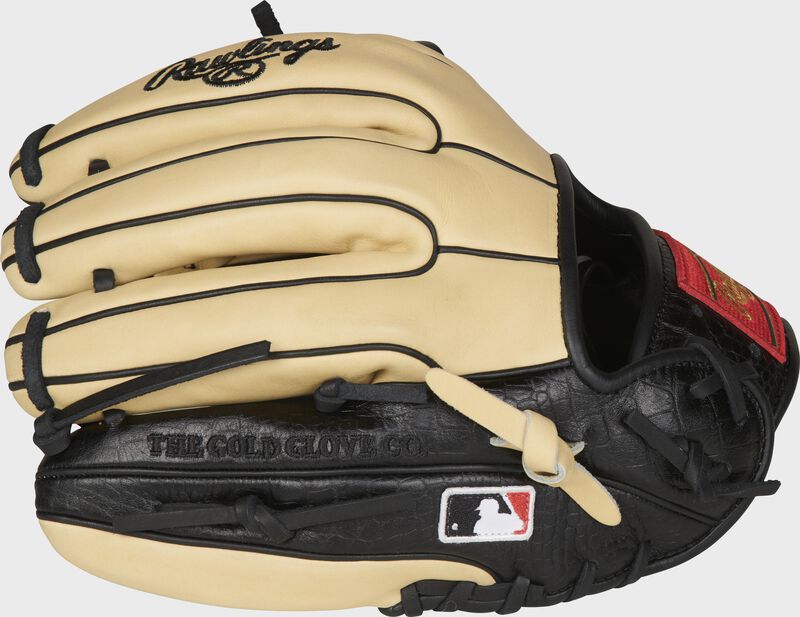 A camel HOH exclusive glove with a black, croc-embossed leather pinky/ring finger trim - SKU: PRO314-7BCC
