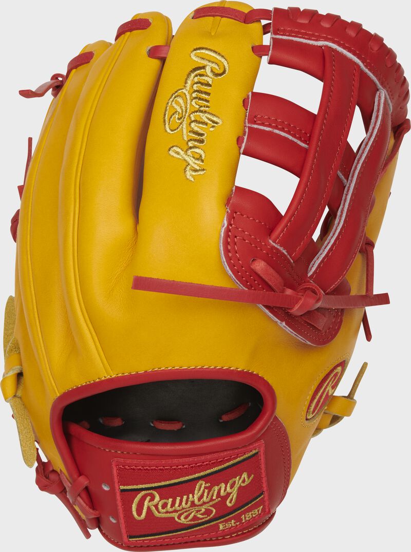 PRO206-6GTS 12-Inch Heart of the Hide H-web glove with a gold tan back loading=