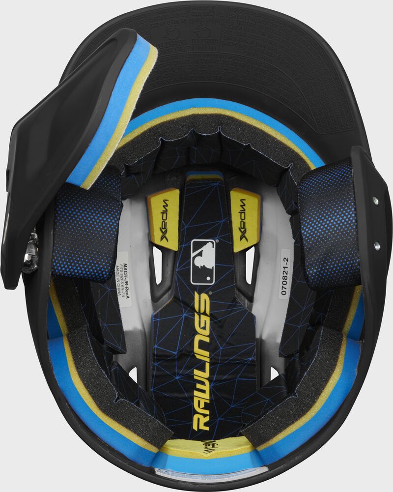 Inside view of Rawlings Mach Carbon Batting Helmet - SKU: MAAL