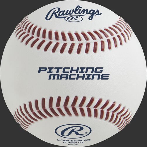 An Ultimate Practice Technology pitching machine baseball with red molded stitching - SKU: RUP-PM