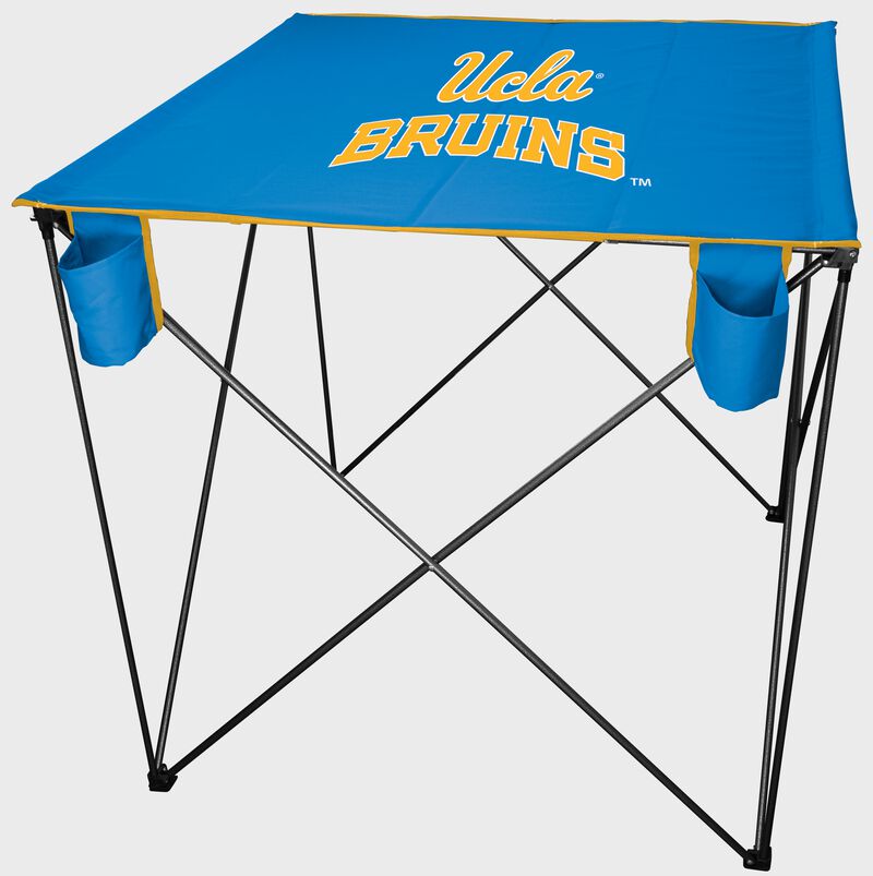 A blue NCAA UCLA Bruins bar height tailgate table with the Bruins logo in the middle - SKU: 10063065511