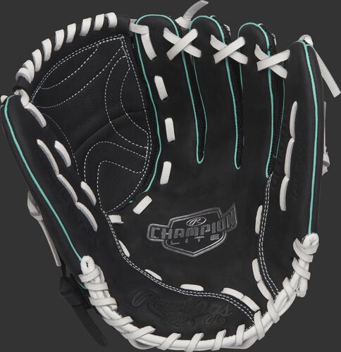 CL115BMT Rawlings 11.5-inch softball infield glove with a black palm and white palms