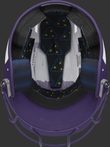 Black foam padding on the inside of a Rawlings Mach fastpitch helmet - SKU: MSB13S-W/PU