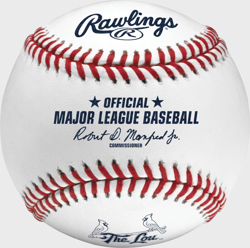 A white MLB 2024 St. Louis Cardinals City Connect baseball