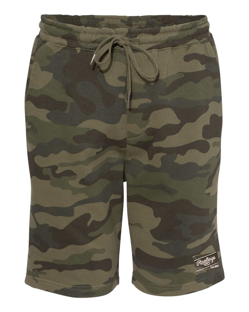 Green camo Rawlings men's fleece shorts - SKU: RSGFS-CAMO