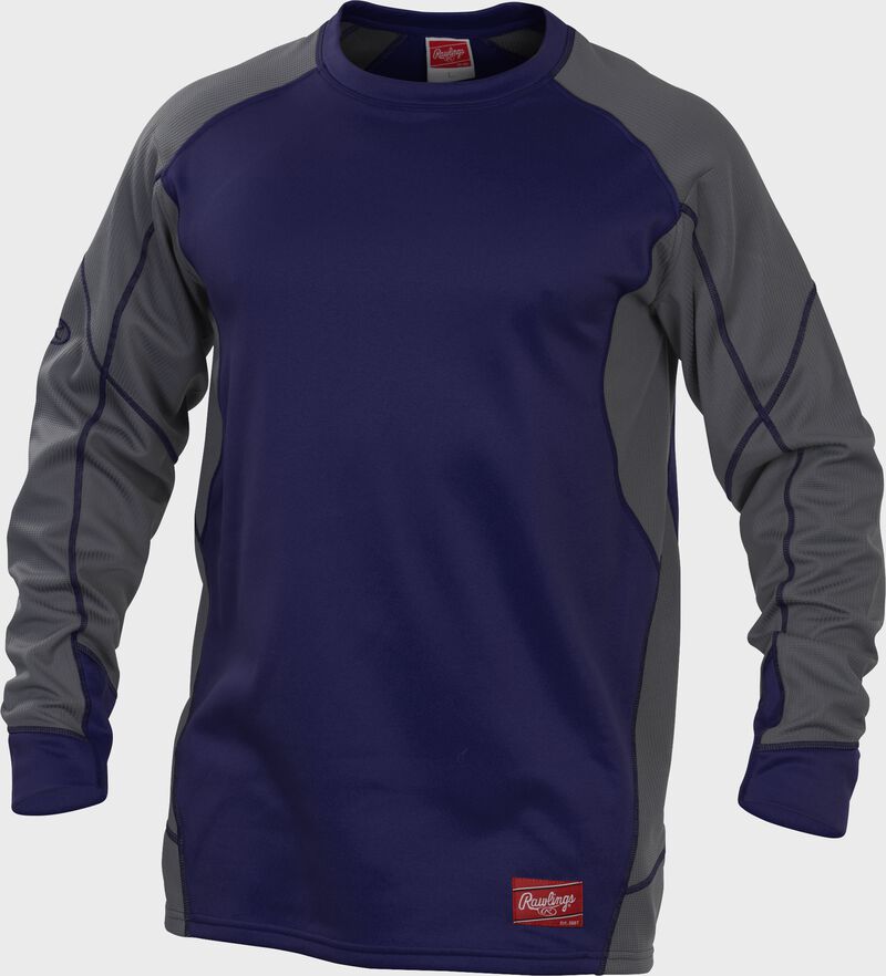 Purple UDFP4 Dugout fleece pullover with grey sleeves and purple stitching loading=