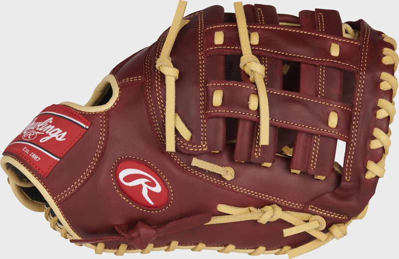 Thumb of a sherry 2022 Sandlot Series 12.5-Inch first base mitt with a modified H-web - SKU: SFM18S