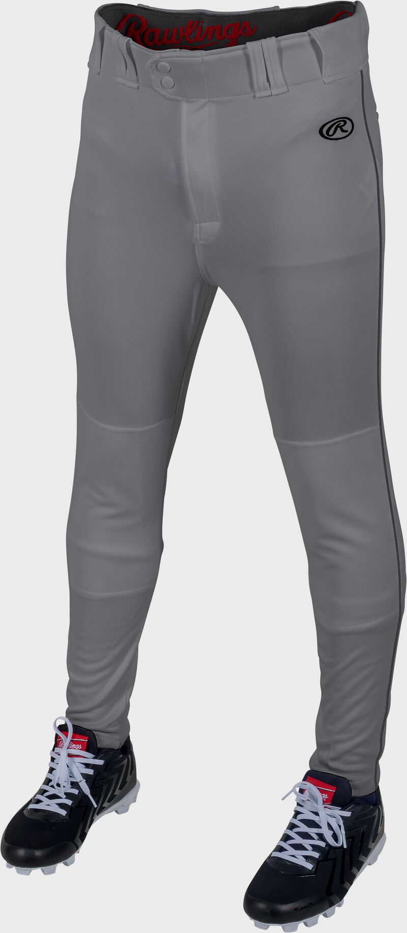 Rawlings Launch Jogger Fit Piped Baseball Pants, Adult L, Blue Gray/Black