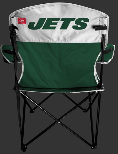 Back of Rawlings Green and White NFL New York Jets Lineman Chair With Team Name SKU #31021079111