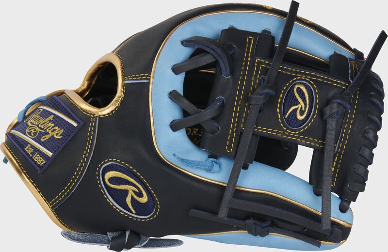 Thumb of a navy/Columbia blue 11.5" Heart of the Hide R2G infield glove with a navy I-web - SKU: PROR314-2NCB