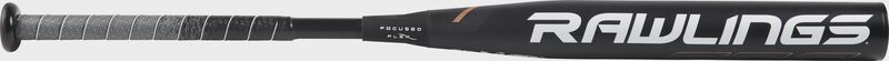 FPQP10 Rawlings Quatro Pro fastpitch bat with a black barrel and white Rawlings logo