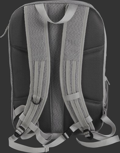 Back of a gray R700C Rawlings Coach's backpack with gray shoulder straps